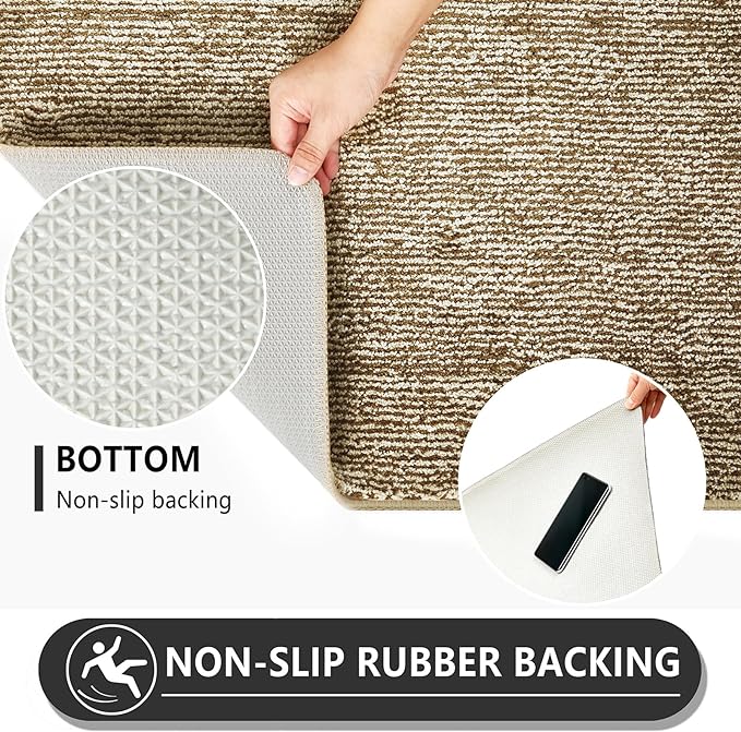 REFETONE Indoor Doormat, Front Door Mat 20"x32" Absorbent Rubber Backing Non Slip Back Door Mats, Washable Low-Profile Inside Floor Mat Door Rugs for Entryway, Resist Dirt Mud Mat for Dogs, Coffee