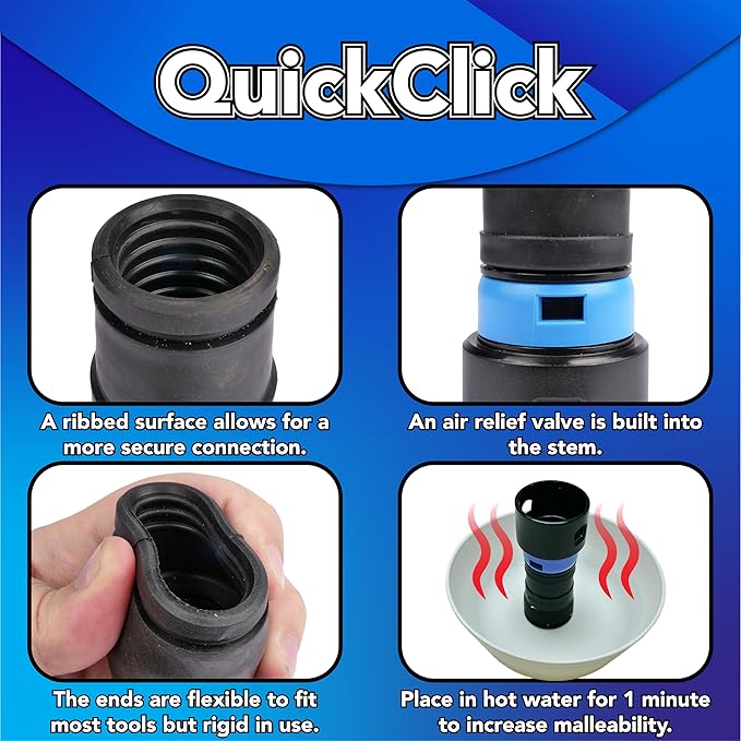 Cen-Tec Systems 95281 20 Ft. Home and Shop Vacuum Hose with Expanded Multi-Brand Power Tool Dust Collection Adapter Set and Full Attachment Kit, Black