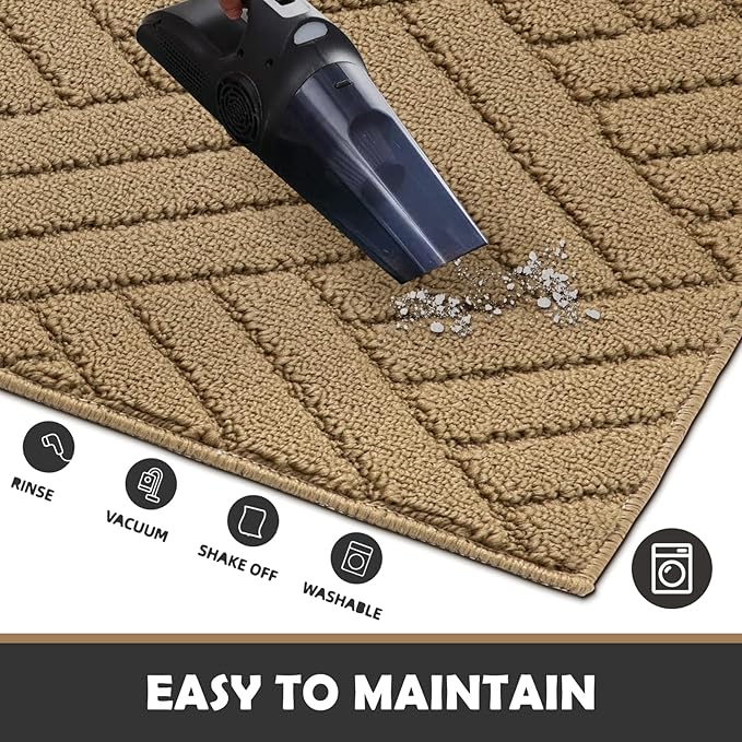 Door Mat Indoor Doormat, Entryway Rug Door Mats Non-Slip Rubber Backing, Low-Profile Entrance Rugs, Absorbent Resist Dirt Doormats Inside Floor Door mat for Entryway,24" x36 Brown