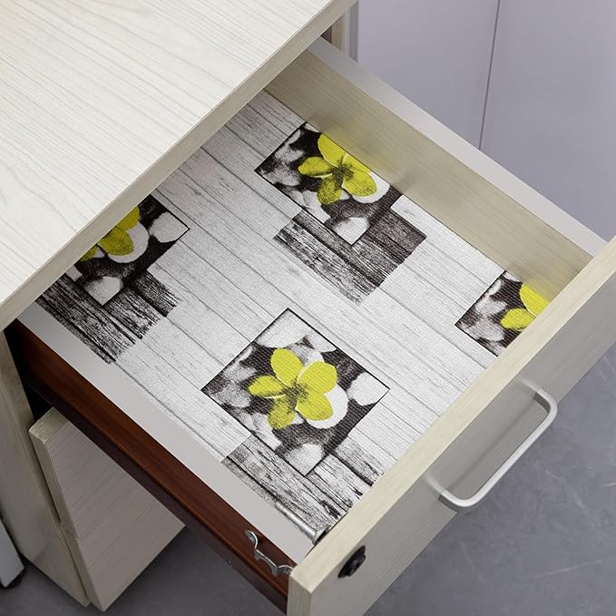 Non Adhesive Shelf Liner Kitchen 12" W x 60" L Drawer Liner Pantry Liner for Shelves Cupboard Liner Kitchen Cabinet Cover Easy to Trim
