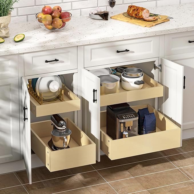 WelFurGeer Soft Close Pull Out Drawers for Cabinets, 20" W x 22" D Pull Out Cabinet Organizer, Bottom Mount Cabinet Roll Out Drawers, Durable Pullout Drawer for Home & Kitchen Organization