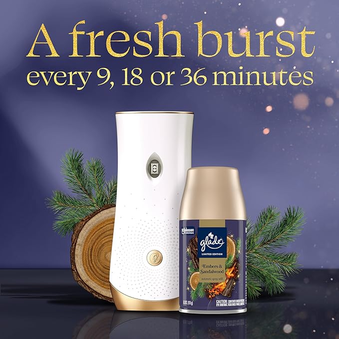 Glade Automatic Spray Refill, Embers & Sandalwood, Scented Air Freshener for Home and Bathroom, 6.2 Oz, 2 Count