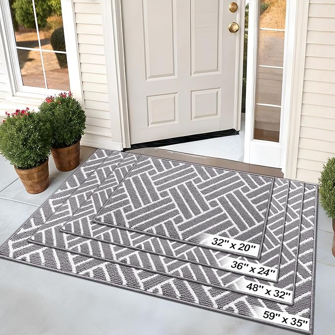 OLANLY Indoor Door Mat, 40x32 Inch, Dirt Resistant and Absorbent, Non-Slip Rubber Backing Floor Mats, Easy Clean Low-Profile Doormat for Entryway, Front Door, and Inside Entrance, Grey
