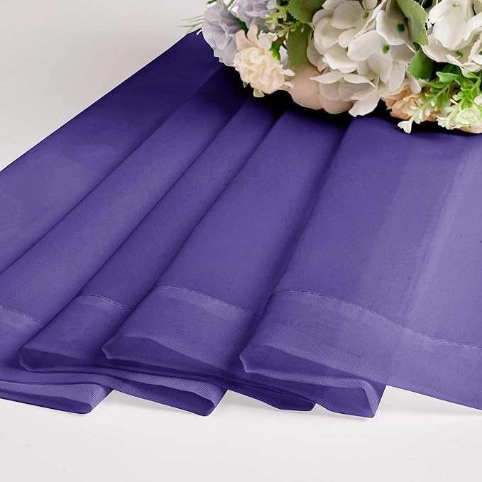 Chyhomenyc Sheer Curtains 36 inch Length 2 Panels, Light Filtering Voile Rod Pocket Short Window Sheer Curtians for Bathroom Living Room, 2PCS, Purple