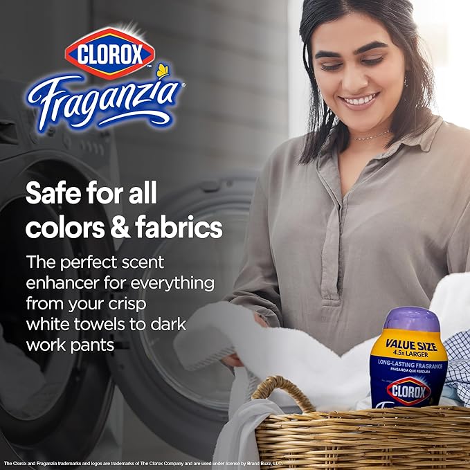Clorox Fraganzia Laundry Scent Booster Crystals in Dreamy Jasmine Scent - Scented In-Wash Freshener Beads for Fresh, Clean, Great Smelling Clothes and Linens, 70 Oz
