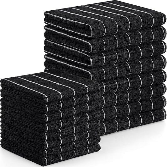 Homaxy Microfiber Kitchen Towels and Dishcloths Set, 16 Pack Soft and Absorbent Dish Hand Towels Bulk, 28 x 16 Inch & 12 x 12 Inch Quick Drying Rags for Washing Dishes, Grey