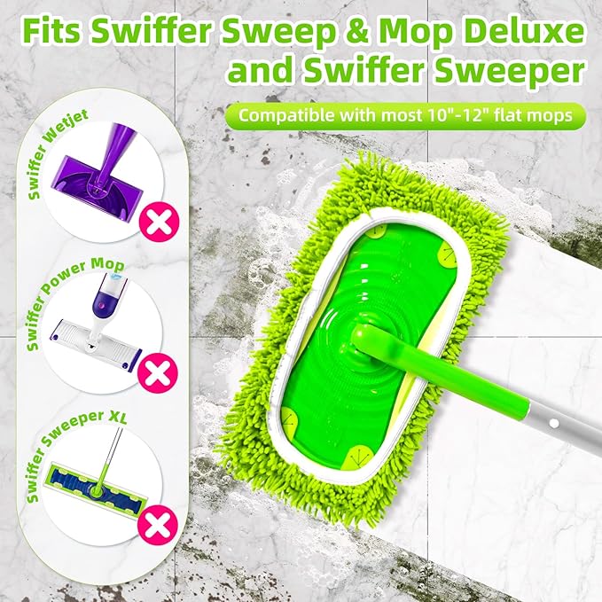 Reusable Dry Sweeping Cloths Microfiber Wet Pads Refill Compatible with Swiffer Sweeper Mop Replacement Sweeping Mopping Pad Refills for Use on All Sealed Floors - Stone, Hardwood, Laminate & Tile