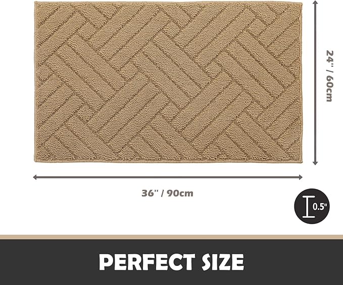 Door Mat Indoor Doormat, Entryway Rug Door Mats Non-Slip Rubber Backing, Low-Profile Entrance Rugs, Absorbent Resist Dirt Doormats Inside Floor Door mat for Entryway,24" x36 Brown