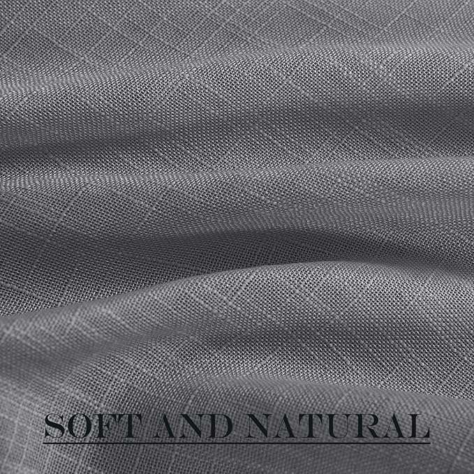 NICETOWN Door Curtains for Sliding Glass French Door, Farmhouse Linen Cutains for Kitchen Light Filtering Rod Pocket Small Window Covering with Tieback, 12" W x 72" L, Dark Grey, 1 PC