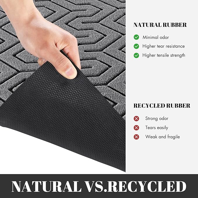 Yimobra Large Door Mat Outside Entrance 47x24, Waterproof Heavy Duty Outdoor Mats for Front Door, Non Slip Rubber Entry Mat for Garage Patio, Easy Clean, Grey