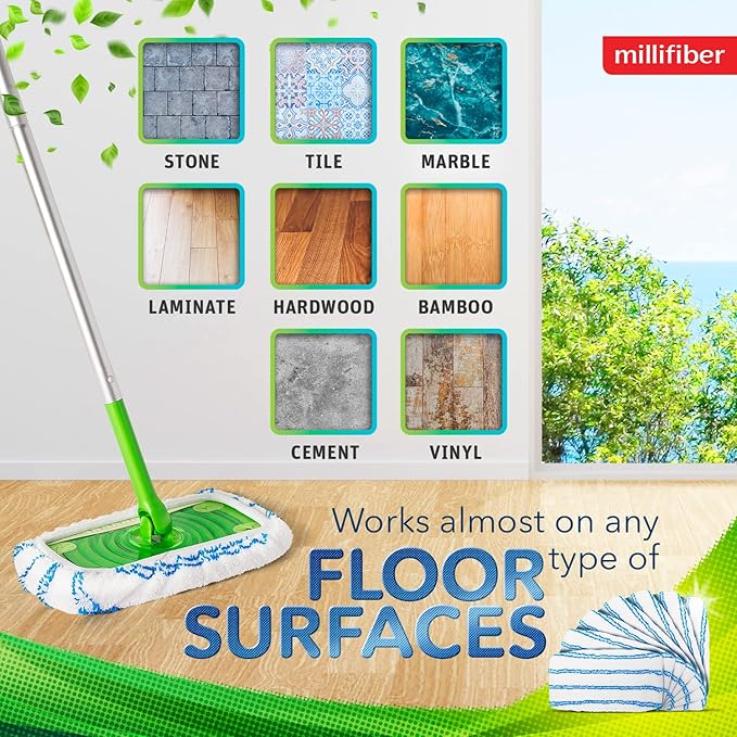 Microfiber Reusable Mop Pads Compatible with Swiffer Sweeper (4-Pack) Washable Mop Pads for Wet & Dry Use (Handle is Not Included)