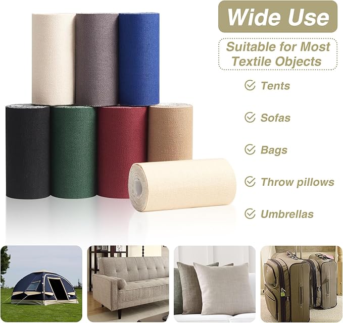 Canvas Repair Tape 4×70 Inch Waterproof Self-Adhesive Fabric Repair Patch for Repairing Boat Covers,Tents,Patio Umbrellas,Car Seats,Luggage,Sofas.(Light Khaki)