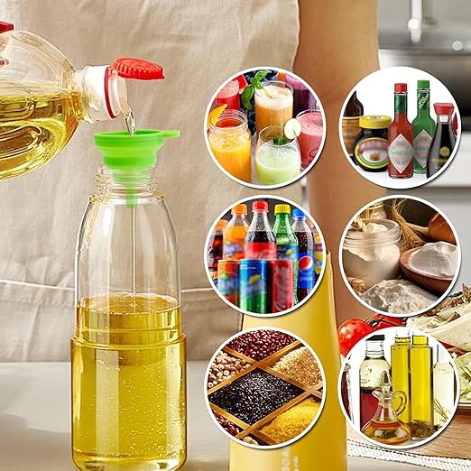 Kitchen Funnel Set of 6, Food Grade Foldable Small and Large Funnel Colorful Silicone Collapsible Funnels Flexible Funnels for Kitchen Use Filling Bottles Liquid Transfer Kitchen Gadgets Accessories