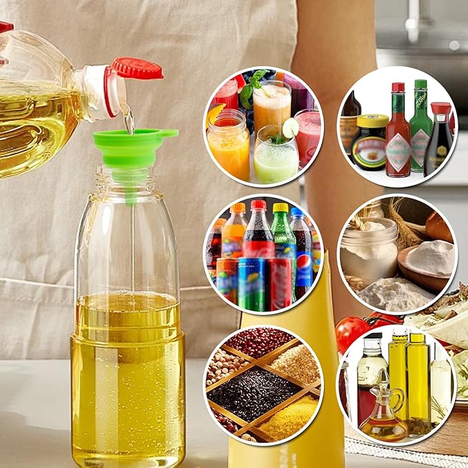 Kitchen Funnel Set of 4, Food Grade Foldable Small and Large Funnel Colorful Silicone Collapsible Funnels Flexible Funnels for Kitchen Use Filling Bottles Liquid Transfer Kitchen Gadgets Accessories