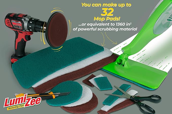 Green Scrubbing Pad Roll 19ft Economy Size Medium Duty Abrasive Scrub Sponge Scouring Pads 19ft x 6in x 0.3in (6m x 15cm x 8mm) Scrubby Tough Stains Cleaning Pans Dishes Stoves Bathroom Sinks Grills