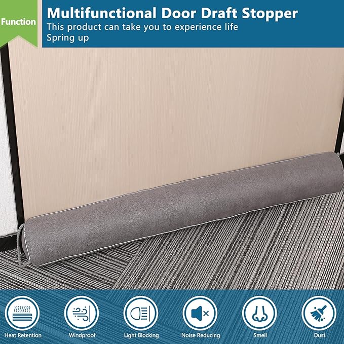 Triangular Under Door Draft Stopper 40 inch Heavy Duty Door Draft Blocker Bottom Door Seal Noise Air Door Guard for Doors and Windows, Gray