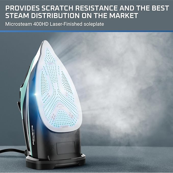 Rowenta Steam Force Stainless Steel Soleplate Steam Iron for Clothes, 400 Microsteam Holes, 1800 Watts, Ironing, Fabric Steamer, Garment Steamer, Digital Display, Precision Tip, DW9440