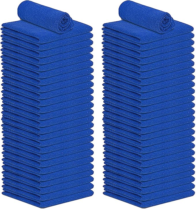 Cotton Shop Towels - Pack of 50 Cleaning Rags 12'' x 14'' - Super Soft and Absorbent Shop Rags for House - Multipurpose Cleaning Towels for Automobiles, Industries, Garage