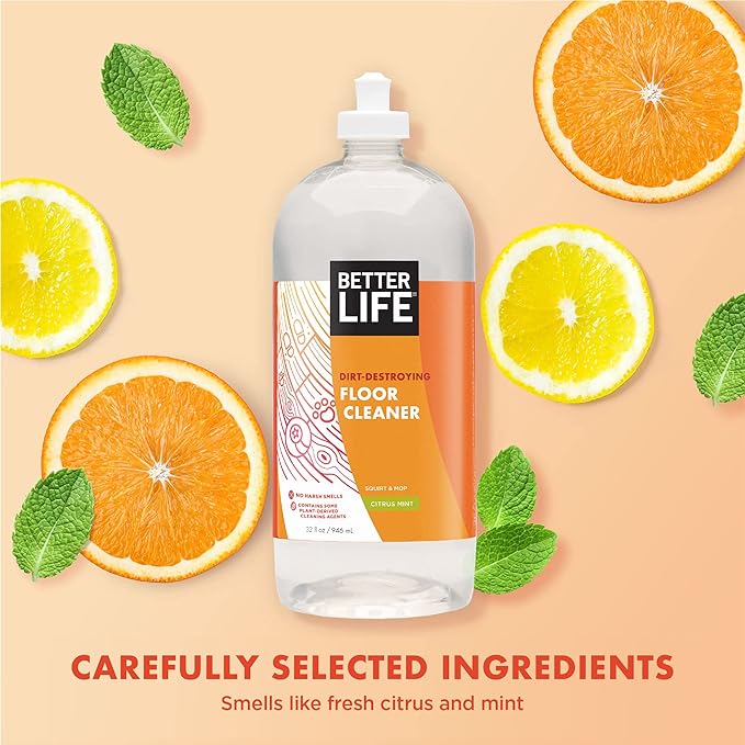 Better Life Floor Cleaner - Liquid Multipurpose Cleaner for Wood, Tile, Laminate, Vinyl, Bamboo - Hardwood Floor Cleaner for Mopping - Citrus Mint 32oz