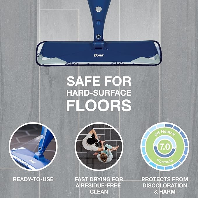 Bona Multi-Surface Floor Cleaner Refill - 128 fl oz - Unscented - Refill for Bona Spray Mops and Spray Bottles - Residue-Free Floor Cleaning Solution for Stone, Tile, Laminate, and Vinyl Floors