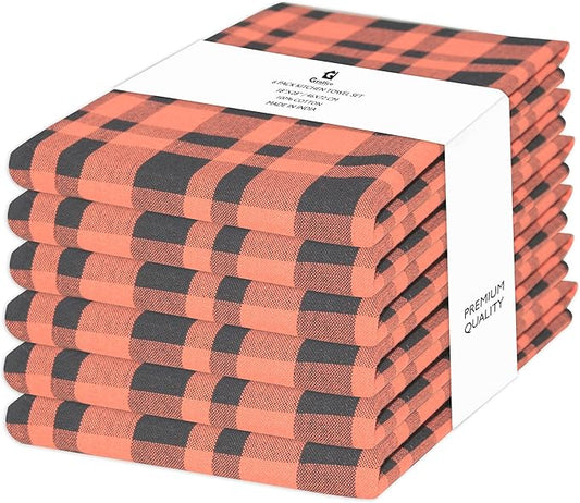Kitchen Towels Set of 6 Halloween dish towels for kitchen 100% Cotton Orange Black Color Dish Cloths 20"x28" Multi-Purpose Kitchen Hand Towels Highly Absorbent Kitchen Towels with hanging Loop