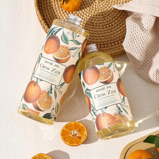 ROMIIE ZOI Liquid Hand Soap Refill, Citrus Zest, Gentle & Moisturizing Formula, 750 ML/ 26 FL OZ