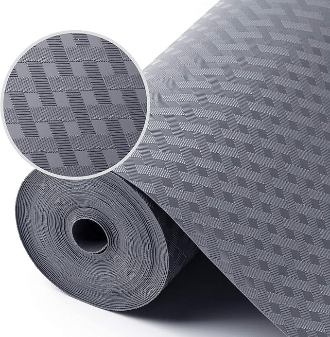 Shelf Liners for Kitchen Cabinets Refrigerator Liners Waterproof & Oil-Proof Kitchen Cupboard Liner Non-Slip Drawer Mats EVA Material Non Adhesive Fridge Liner for Shelves - Gray 11.8 x 393.7 inches