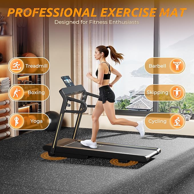 PRAISUN 0.6" Thicker Gym Mat, 24 Tiles 96 Sq Ft Workout Mats, Interlocking Foam Tiles with Rubber Top, High Density EVA Foam, Exercise Mat, Gym Flooring for Home Gym, Garage, 24 x 24in, Black/Grey