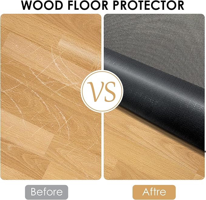 Kuyal Office Chair Mat for Hardwood Floor,44" x 58" Heavy Duty Desk Chair Mat for Office & Home, Anti Slip, Non-Curve Computer Chair Protector Mat, Light Brown