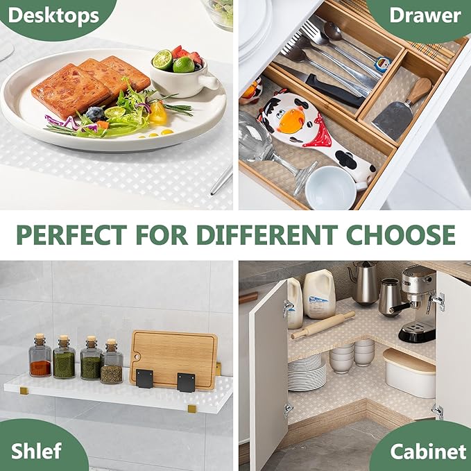 Shelf Liners, Non-Adhesive Drawer Liner, Waterproof & Oil-Proof Kitchen Cabinet Cupboard Liner Plastic EVA Material BPA Free Fridge Liner Mats Paper Protector for Shelves (Clear/24in x 240in)