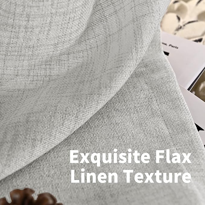 YoungsTex Light Grey Linen Curtains 78 Inch Length for Living Room, Light Filtering Semi Sheer Window Drapes Rod Pocket Back Tab Curtain for Bedroom Office Dining, 2 Panels, 52 X 78 Inch
