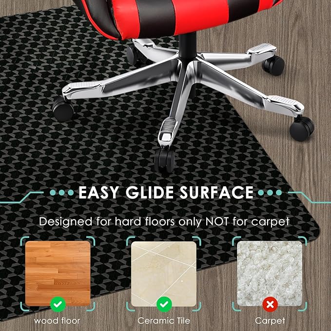 Vicwe Office Chair Mat for Hardwood Floor, 63" x 51" Large Office Chair Mat, Gaming Chair Mat for Hardwood, Easy Glide for Chairs, Multi-Purpose Floor Protector Desk Chair Mat for Home Office