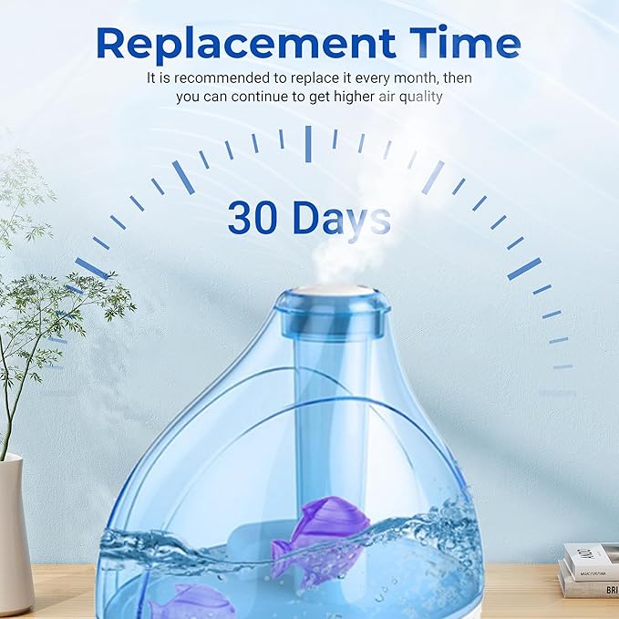 Funmit 6 Pack Universal Humidifier Cleaner Fish Compatible with Almost All Humidifiers and Fish Tanks, Purifies Water, Prevents Hard Water Build-Up, Reduces Scale, Purple