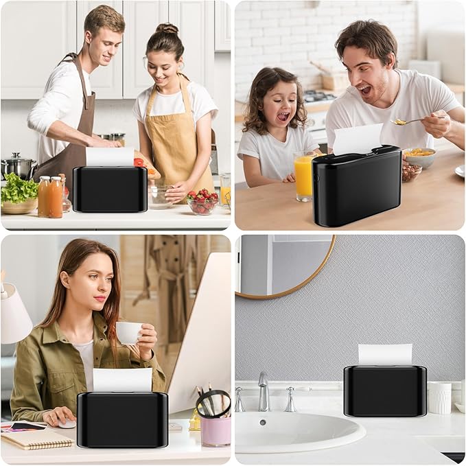 Multifold Paper Towel Dispenser Countertop, Hand Towel Dispenser for Bedroom, Bathroom, Kitchen, Toilet (Black)