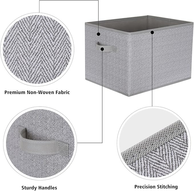 WUIKE Closet Storage Bins, Trapezoid Storage Boxes with Handles, Fabric Storage Baskets for Organizing Clothes, Sheets, Blankets, Decorative Storage Bins (Dark Gray, Extra Large)
