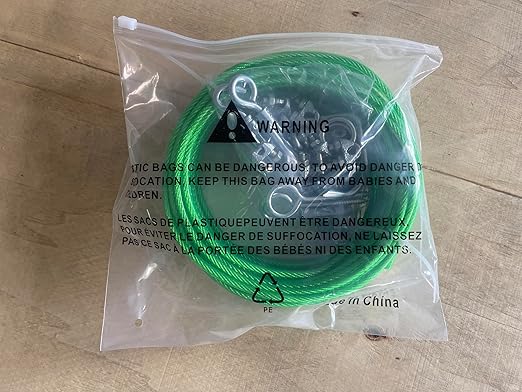 M6 Turnbuckles for Cables Wire, 3/16" Green PVC Coated Wire Rope Kit, Multi-use Steel Cable for Grape Vines/Clothes Line Outdoors for T Post/String Light Hanging/Garden Wire