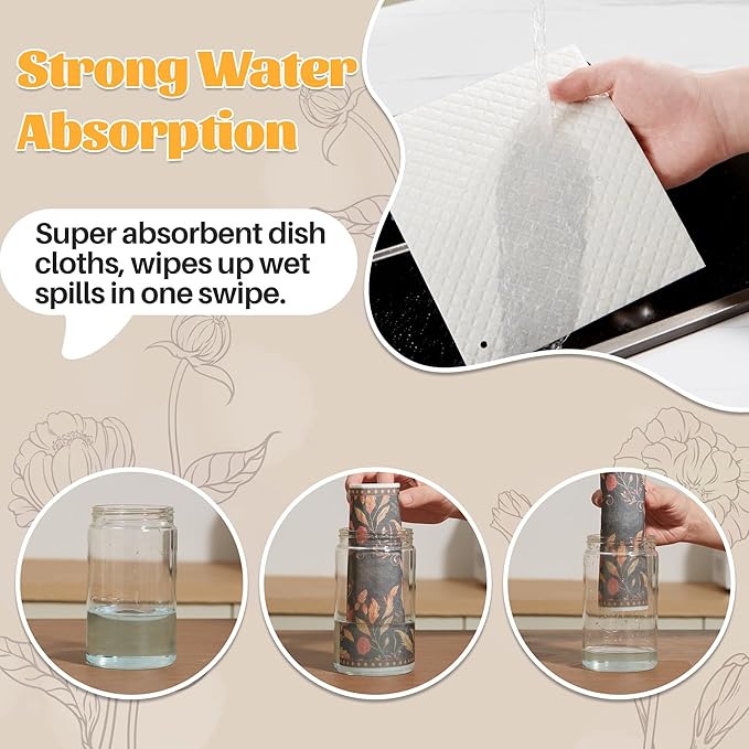 JOYMOOP 6 Pack Dishcloths for Kitchen, Reusable Paper Towels Washable, Absorbent Non-Scratch Dish Cloths for Washing Dishes, Quick-Drying Cleaning Rags for Cookware and Household, 6.7×7.9 Inch