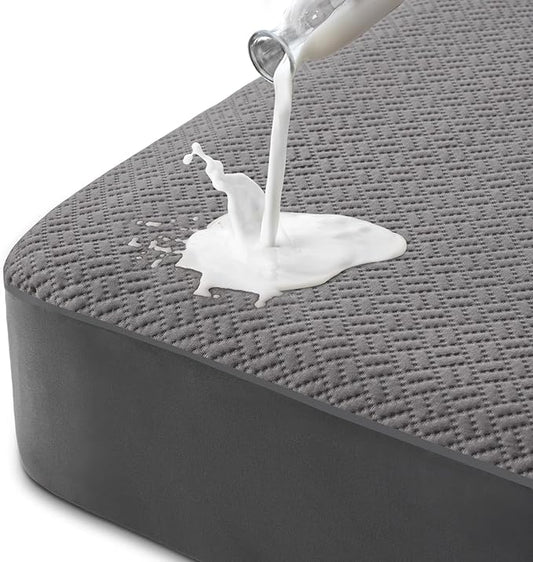 Hanherry 100% Waterproof Mattress Protector Twin XL Size - Grey, Mattress Cover 3D Air Fabric Cooling Mattress Pad Cover Smooth Soft Breathable Noiseless, 8''-21'' Deep Pocket