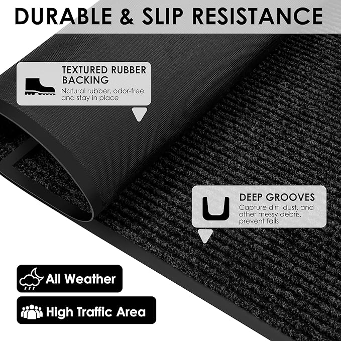 2′ x 31′ Front Door Mat Indoor Outdoor Entrance, Commercial Floor Mat Heavy Duty Dirt Trapper Entryway Doormat, Custom Size Non Slip Rubber Backing Welcome mat, Door Mat for High Traffic Area