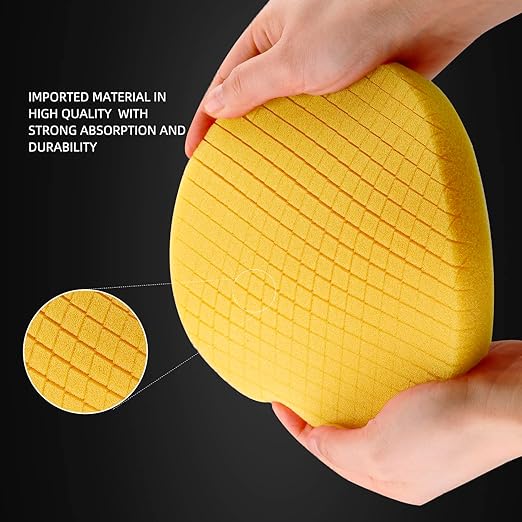 Yellow Medium Cut Pad, Buffing Polishing Pads, SPTA 3Pcs 6.5 Inch Face for 6 Inch 150mm Backing Plate Compound Buffing Sponge Pads For Car Buffer Polisher Compounding, Polishing and Waxing -X00224Y6B3
