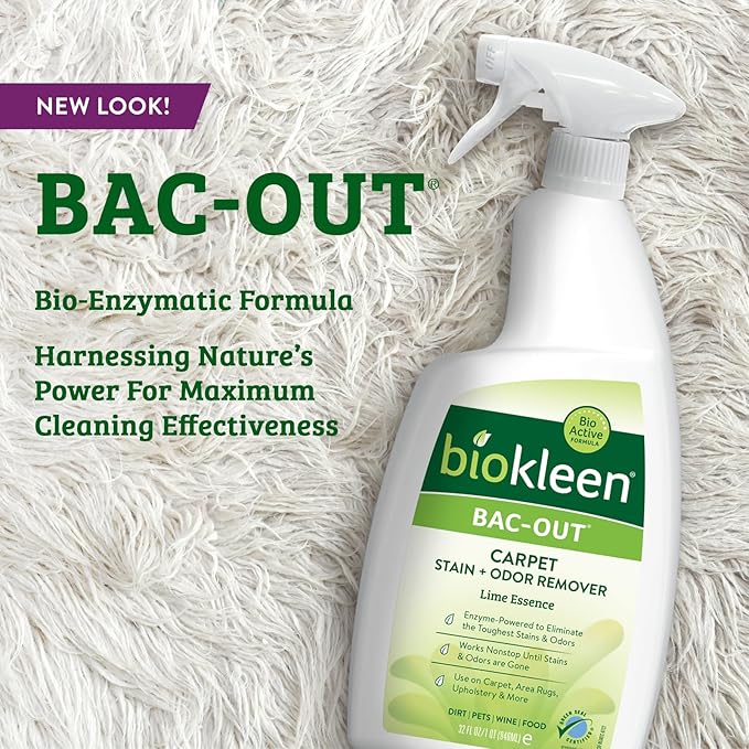 Biokleen Bac-Out Stain Remover for Carpet, Clothes - 32 Ounce and Gallon Refill - Enzymatic, for Pet Stains, Laundry, Diapers, Wine, Carpets, & More, Eco-Friendly, Plant-Based