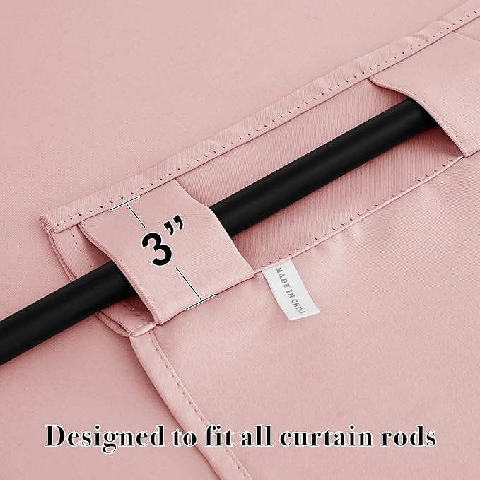 RYB HOME Pink Small Window Tiers - Blackout Insualting Privacy Curtains for Kids Bedroom Kitchen Bathroom Basement Cafe Cabinet Drapes, 34 Width x 24 Length, 2 Panels，Peach Blush