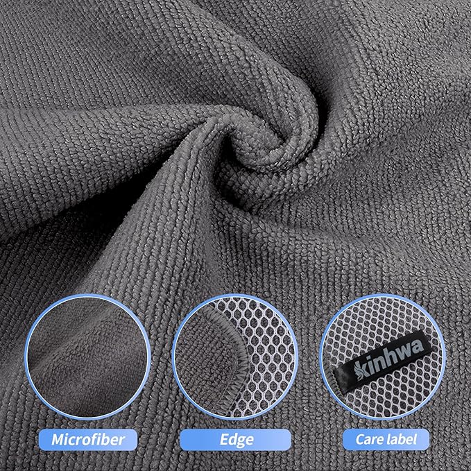 KinHwa Kitchen Washcloths for Dishes Absorbent Microfiber Dish Cloths Quick Dry Dish Rags with Poly Scour Scrub Side Ideal for Kitchen Cleaning (Gray, 6inch X6inch 9Pack)