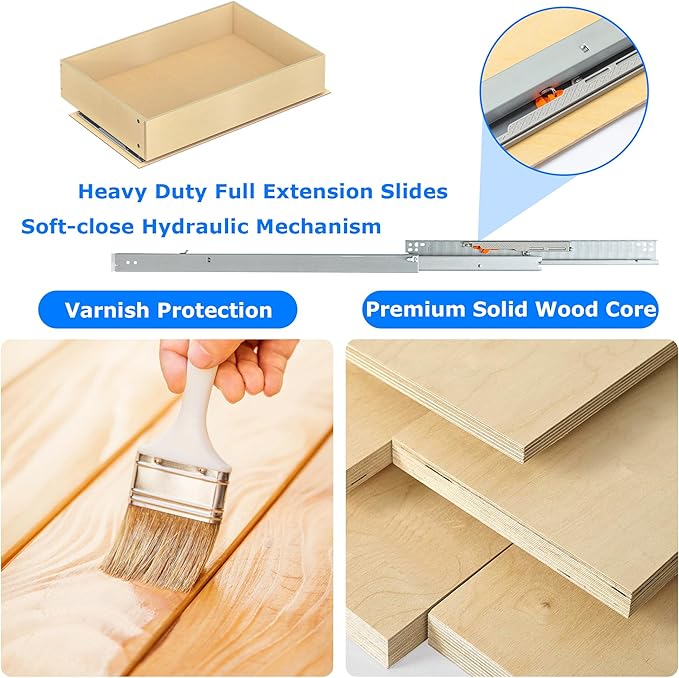 WelFurGeer Soft Close Pull Out Cabinet Organizer, 29" W x 22" D Heavy-Duty Pull-Out Cabinets Drawers, Smooth Slide-Out Shelf for Kitchen Cabinets, Space-Saving Cabinet Organizer with Easy Installation
