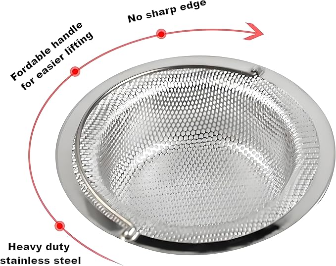4 Pack Stainless Steel Sink Strainer Basket, Fine Mesh Drain Protector for Kitchen, Anti-Clog Rustproof Design, Dishwasher Safe Heavy Duty