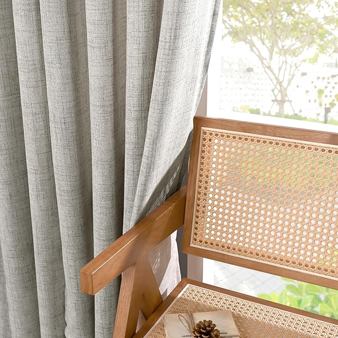 YoungsTex Dark Grey Linen Curtains 78 Inch Length for Living Room, Light Filtering Semi Sheer Window Drapes Rod Pocket Back Tab Curtain for Bedroom Office Farmhouse Country, 2 Panels, 52 X 78 Inch