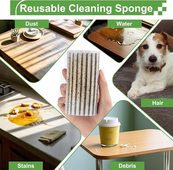 8-Pack Damp Clean Duster Sponge, Sponge Cleaning Brush, Duster for Cleaning Blinds, Glass, Baseboards, Vents, Railings, Mirrors, Window Track Grooves and Faucets
