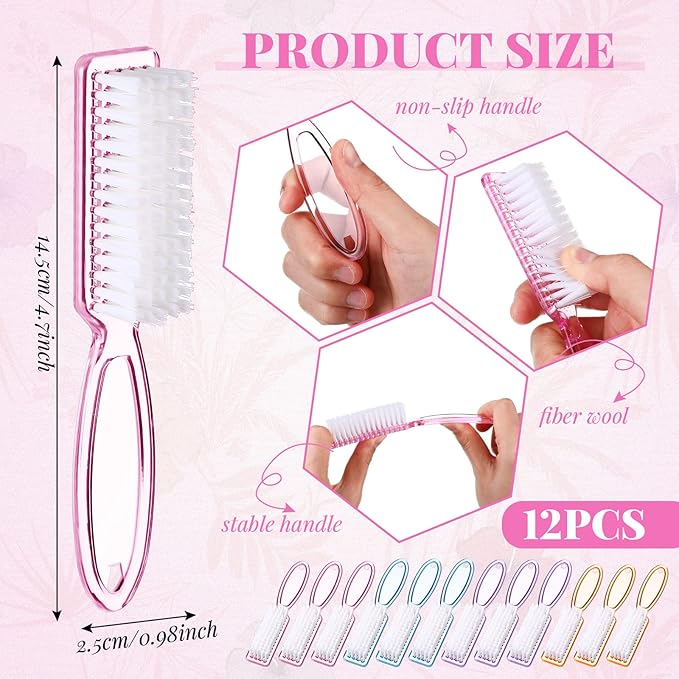 Patelai 24 Pcs Handle Grip Nail Brush Bulk Colorful Nail Scrubber Cleaner Fingernail Brushes Hand Toes Scrub Cleaning Brushes Pedicure Scrubbing Tool for Men and Women, Multicolor Brush