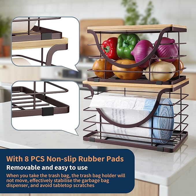 Extra Large Trash Bag Holder Under Sink Stackable Kitchen Storage 2 Pack, Pantry Organizers and Storage, Wall Mounted Garbage Bag Dispenser Roll Holder for Laundry Room and Kitchen