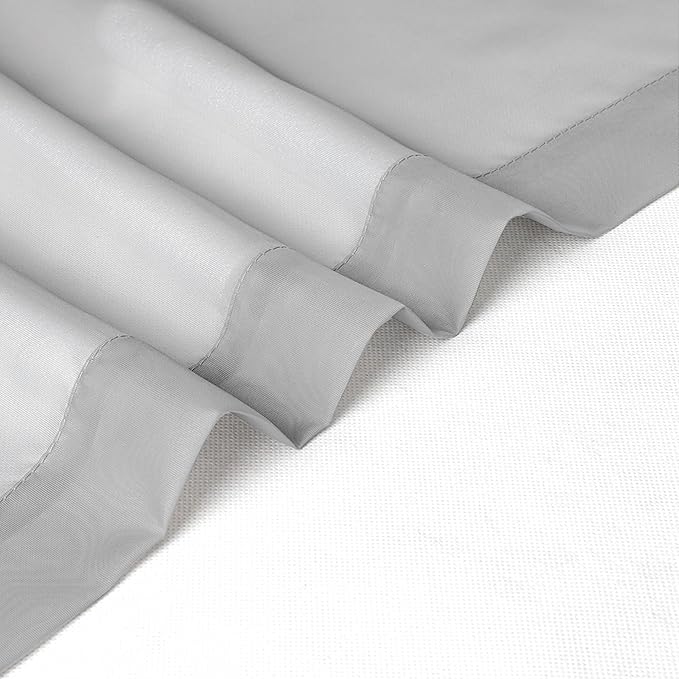 Chyhomenyc Light Grey Sheer Curtains 72 Inch Length 2 Panels, Light Filtering Soft Airy Rod Pocket Voile Window Curtain Drapes for French Door Bedroom Living Room, Each 42Wx72L Inches